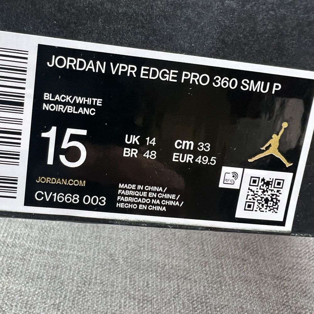 Rare PE Air Jordan Vapor Edge Pro 360 SMU P Black White CV1668-003 Men's Size 15 - Picture 11 of 11